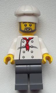 LEGO Minifigure-Chef - White Torso with 8 Buttons, Dark Bluish Gray Legs, Gray Beard-Town / City-CHEF021-Creative Brick Builders